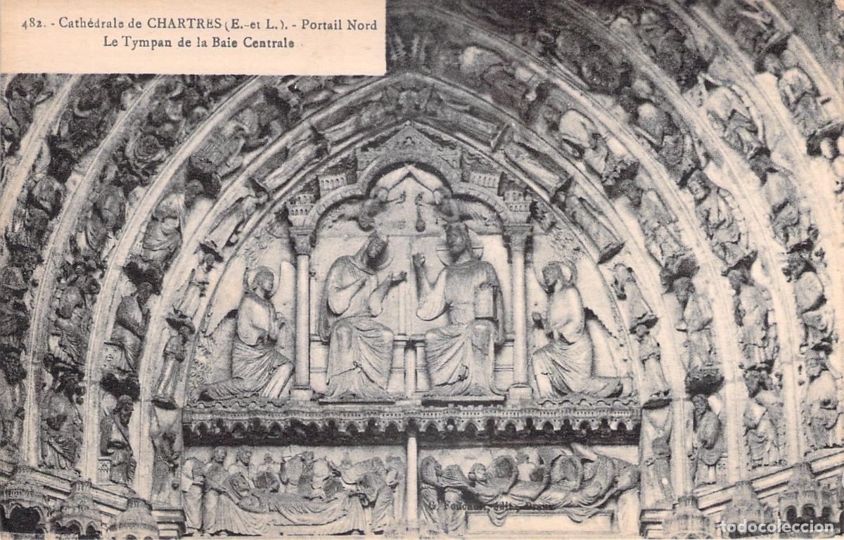 Postales: Postal del T&iacute;mpano del P&oacute;rtico Norte de la Catedral de Chartres