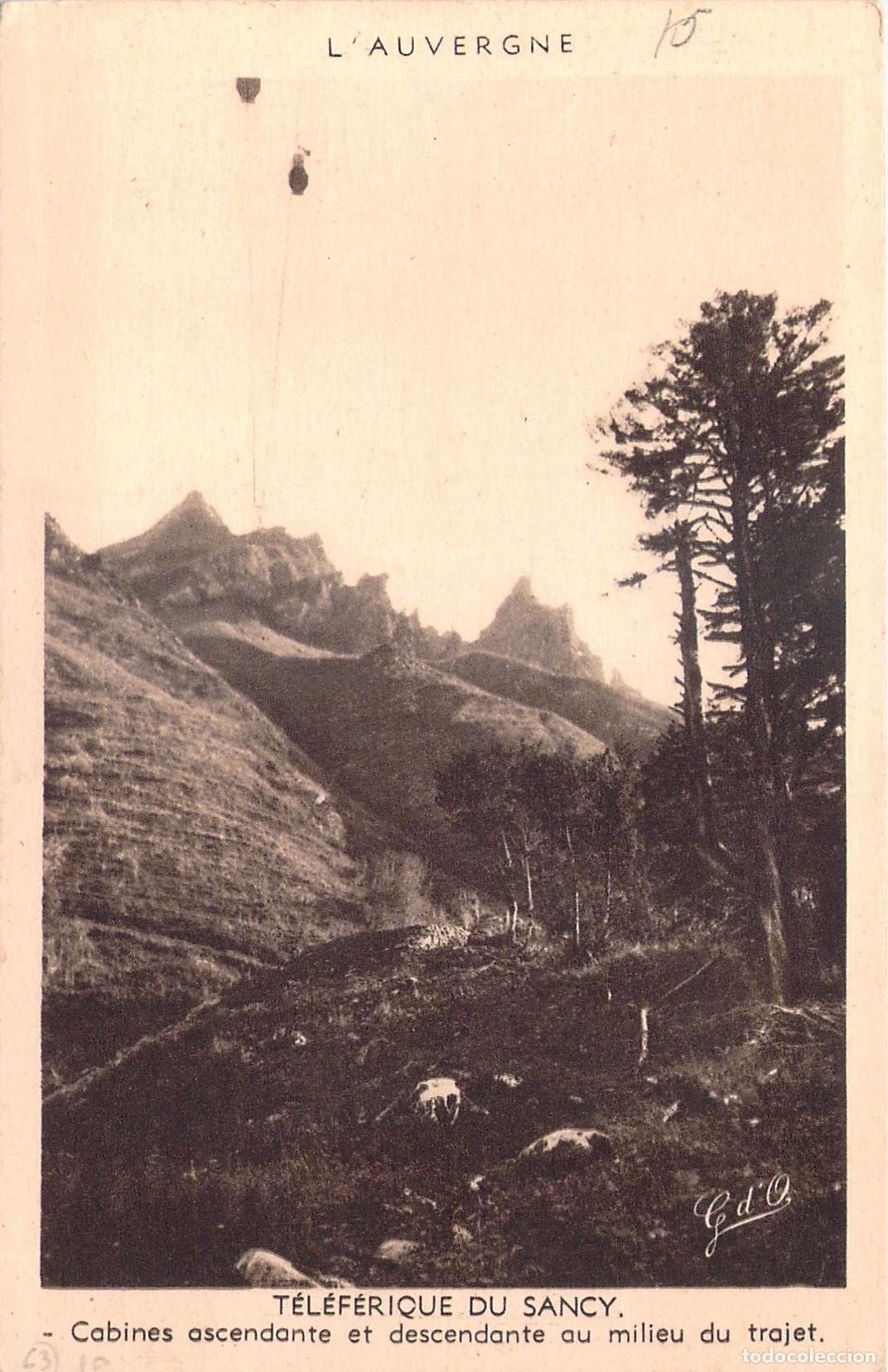 Postales: Postal Telef&eacute;rico del Sancy Auvergne Francia Cabinas en Trayecto