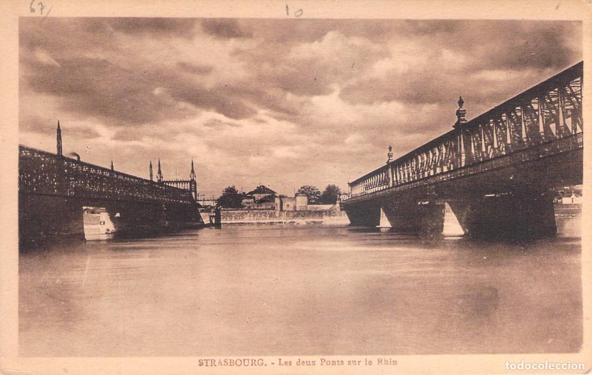 Postkarten: Postal de Estrasburgo: Los dos puentes sobre el Rin
