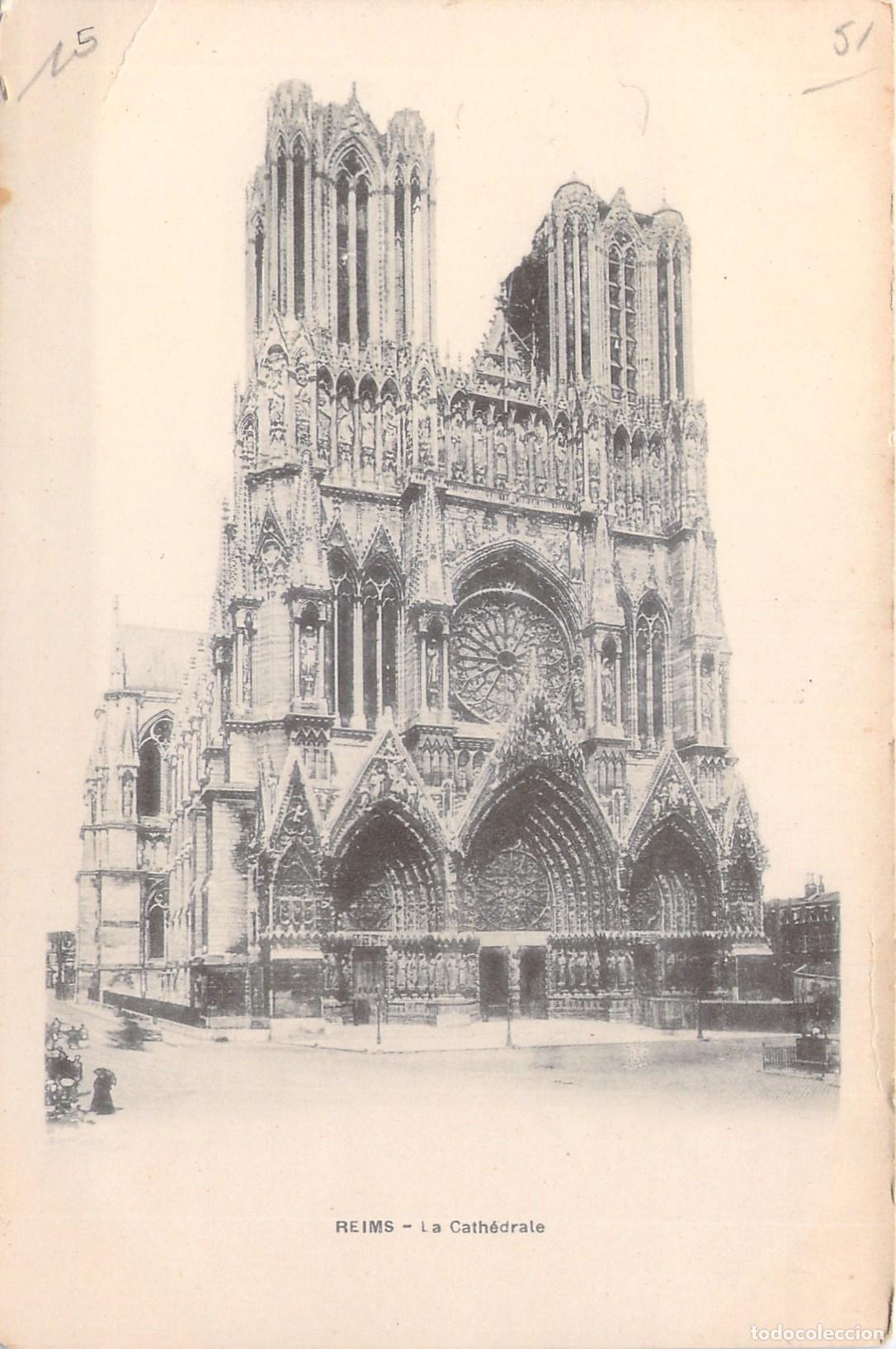 Postkarten: Postal de la Catedral de Reims en Francia - Fachada G&oacute;tica