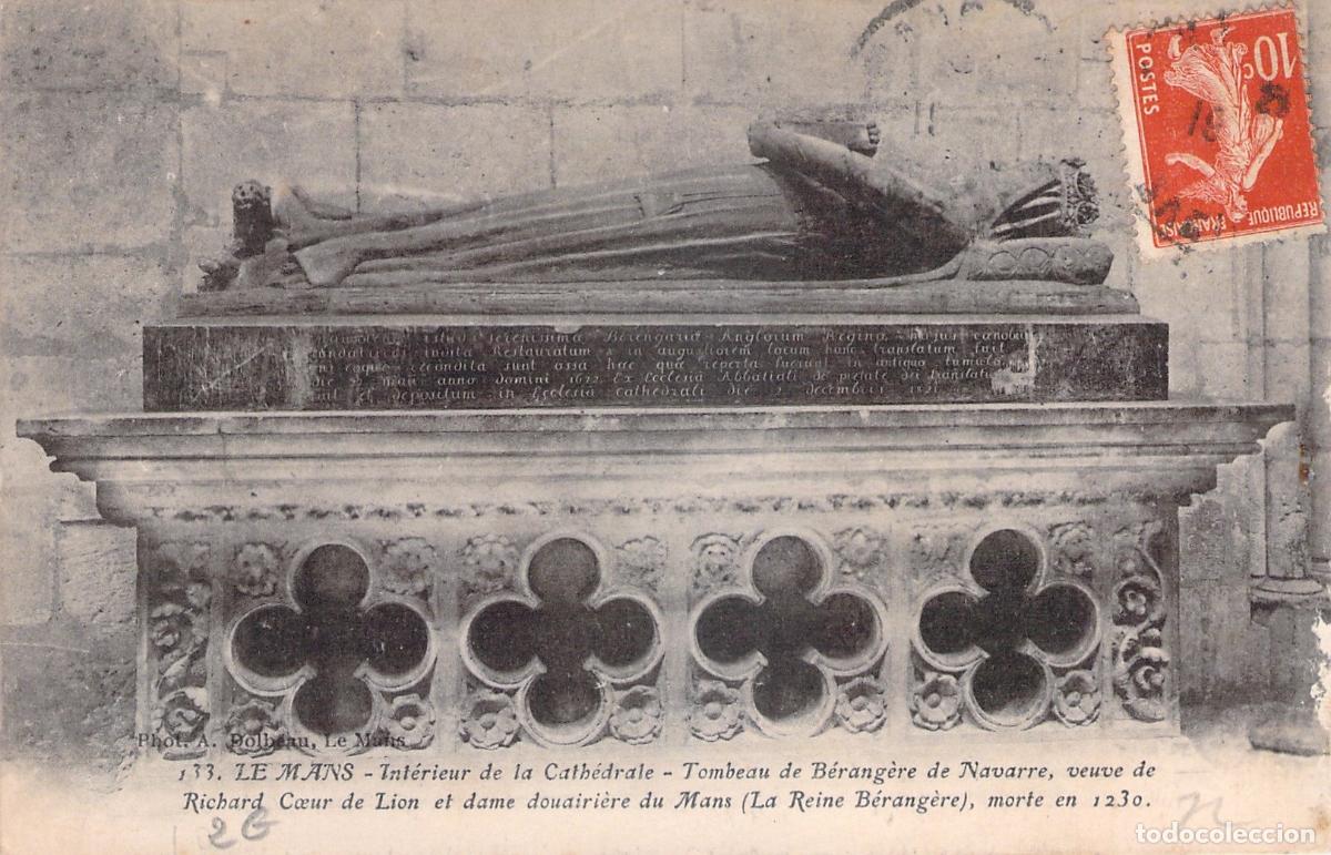 Cartoline: Postal de la Tumba de Berenguela de Navarra, Catedral de Le Mans, Francia