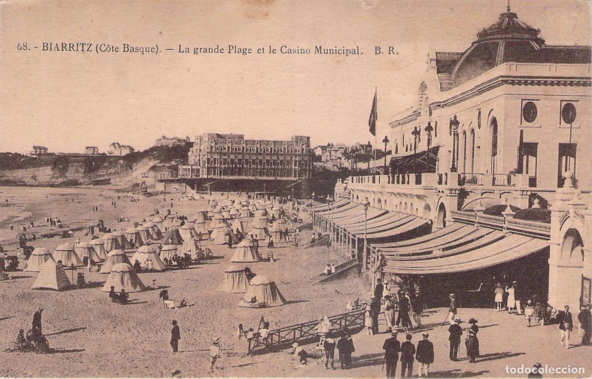Postkarten: Postal de Biarritz: La Grande Plage y el Casino Municipal