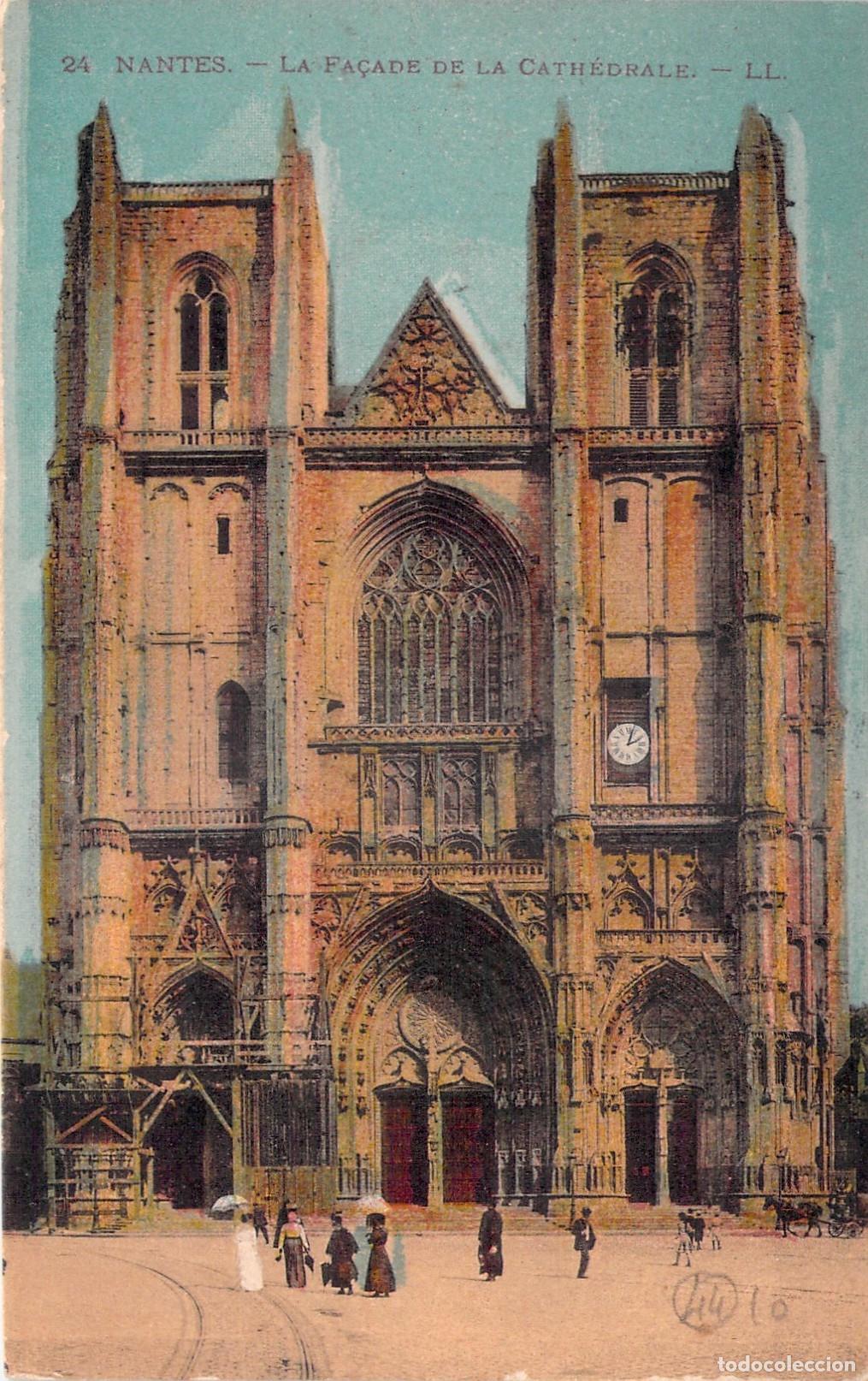 Postales: Tarjeta Postal Antigua de la Fachada de la Catedral de Nantes, Francia