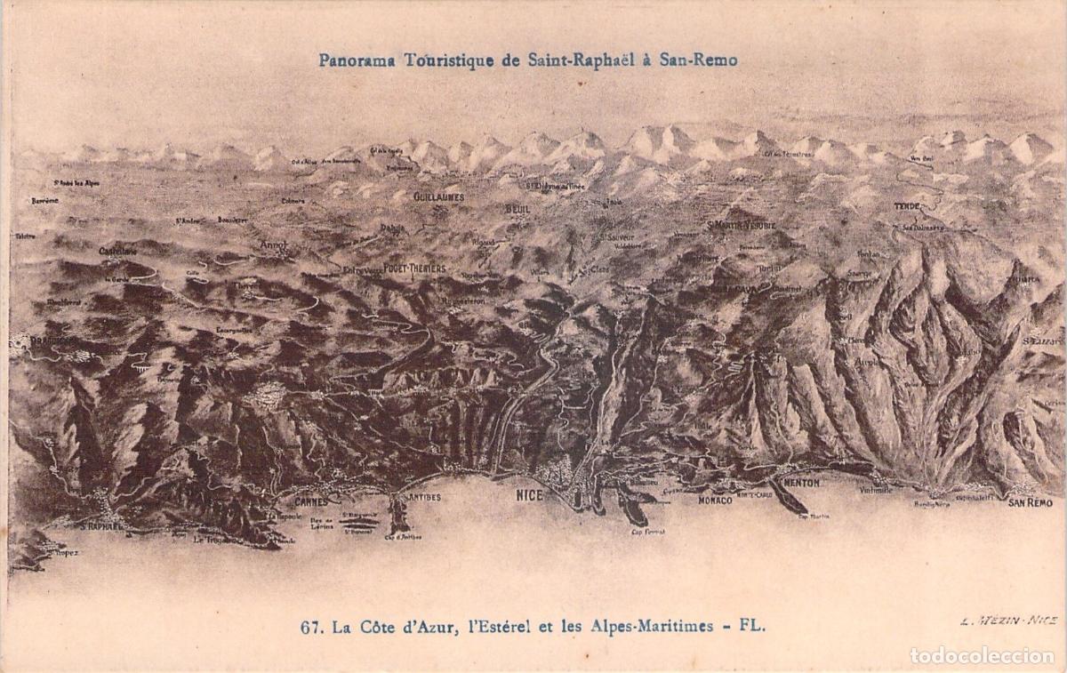 Cartoline: Postal Panorama Tur&iacute;stico de la Costa Azul y Alpes Mar&iacute;timos