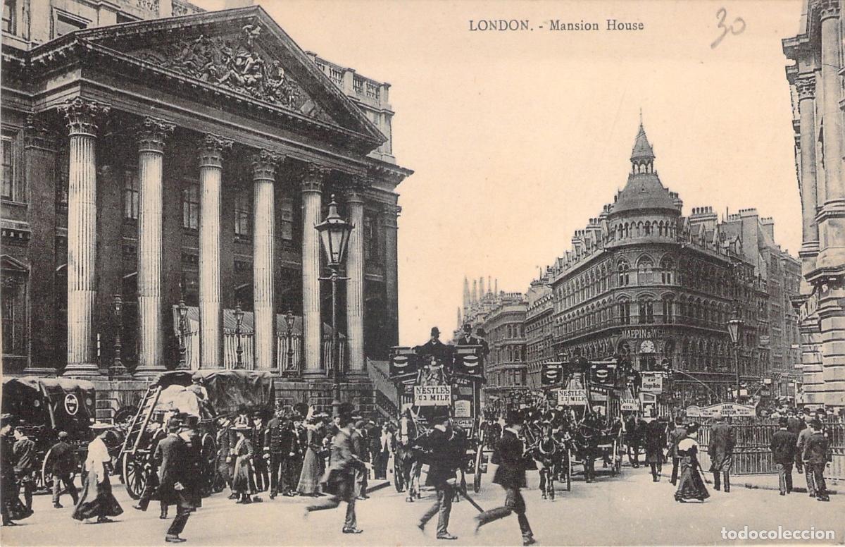 Cartoline: Postal de la Mansion House y Calle Animada de Londres