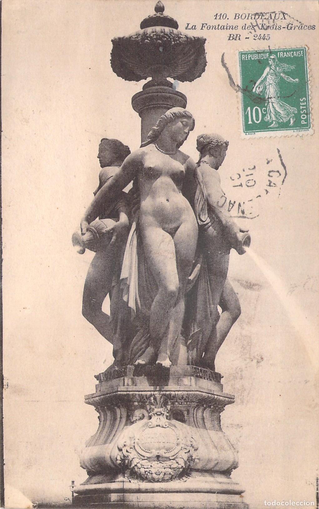 Postales: Tarjeta Postal de la Fuente de las Tres Gracias en Burdeos