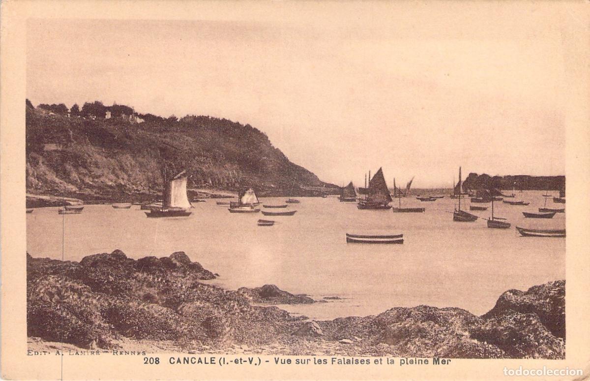 Postcards: Postal de Cancale: Vista de los acantilados y barcos