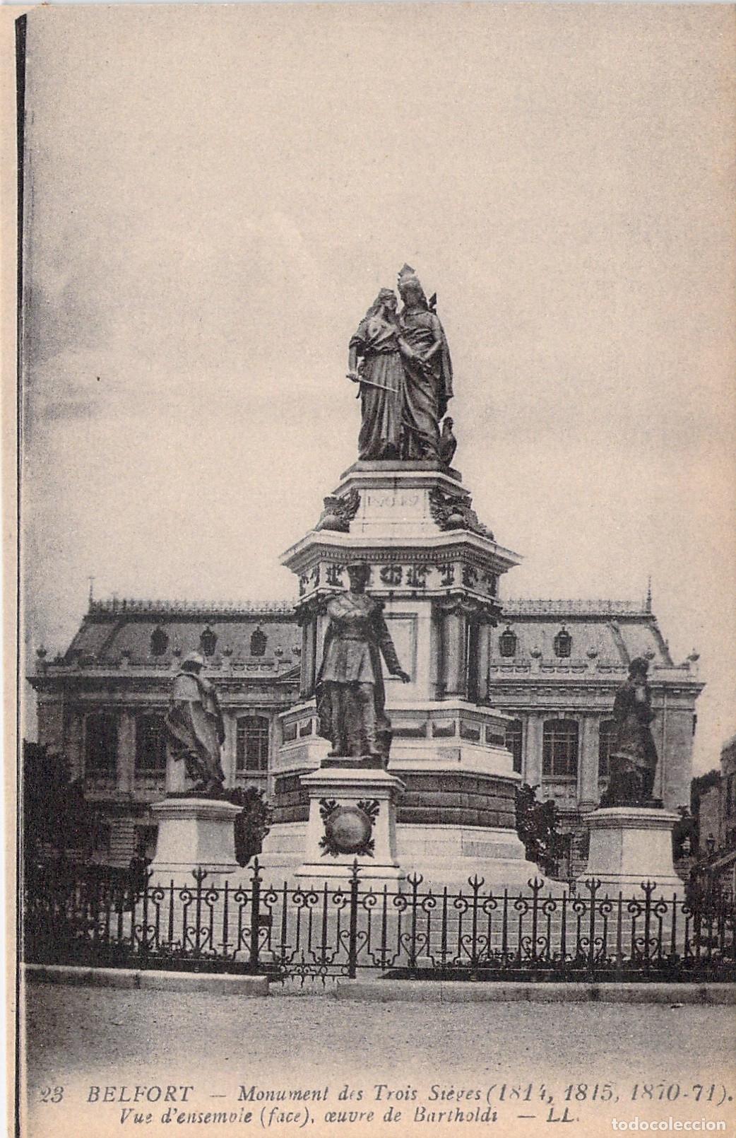Postcards: Postal de Belfort Monumento de los Tres Sitios de Bartholdi Francia