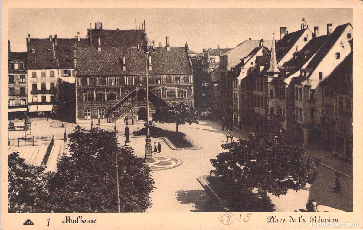 Postales: Postal de la Place de la R&eacute;union en Mulhouse, Alsacia