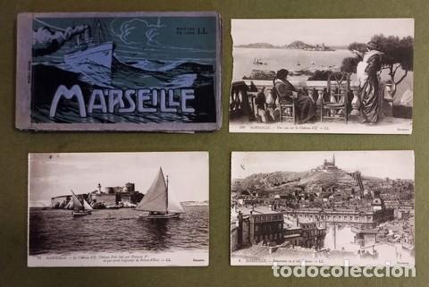 Postales: Carnet &Aacute;lbum con plano y 15 postales antiguas de Marsella - Editorial LL - 2 circuladas en 1913