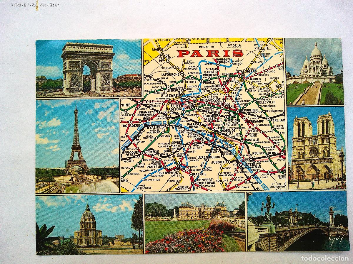 Postales: POSTAL DE PARIS ( FRANCIA ): MARAVILLAS DE LA CIUDAD Y MAPA . A&Ntilde;OS 60
