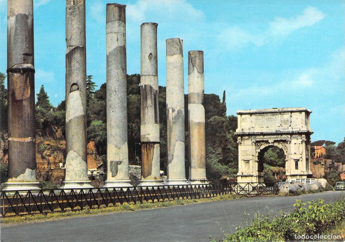 Postales: Postal de Roma con el Arco de Tito y Columnas Romanas