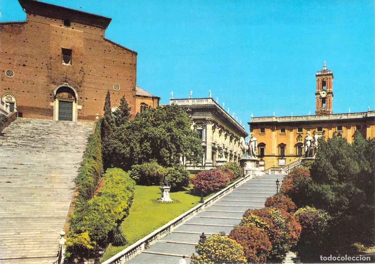 Postales: Postal de Roma: Campidoglio e Iglesia de Santa Maria en Aracoeli