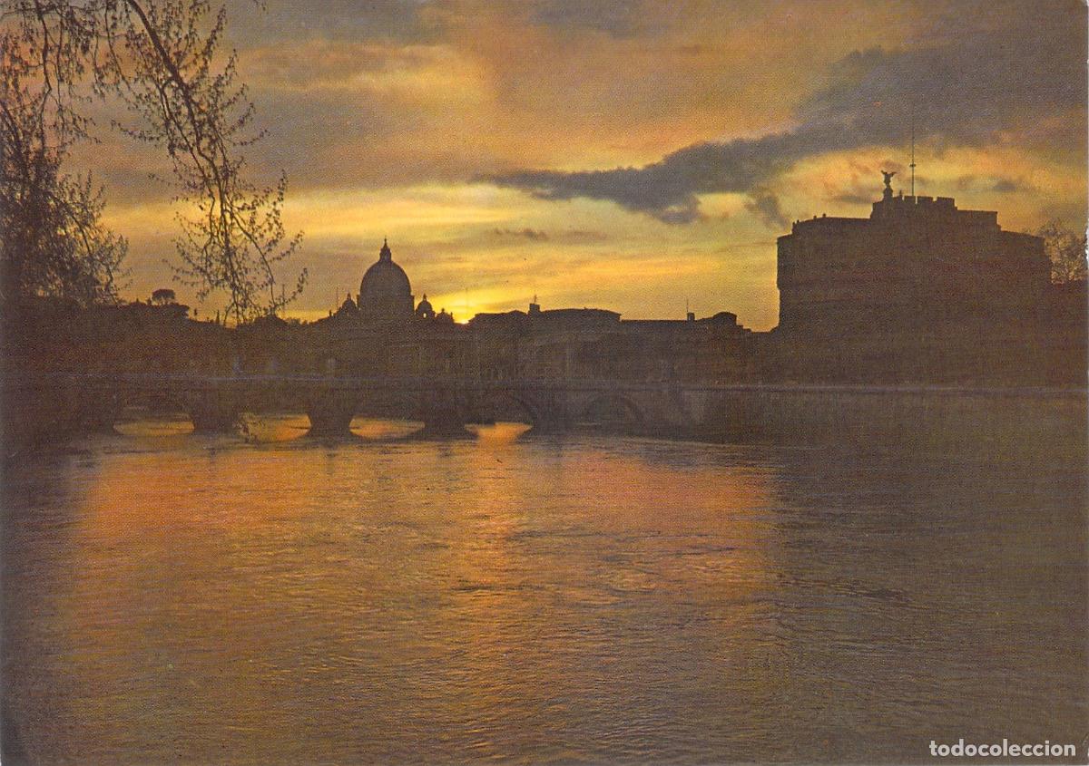 Postales: Postal Atardecer en Roma Castel Sant'Angelo y R&iacute;o T&iacute;ber