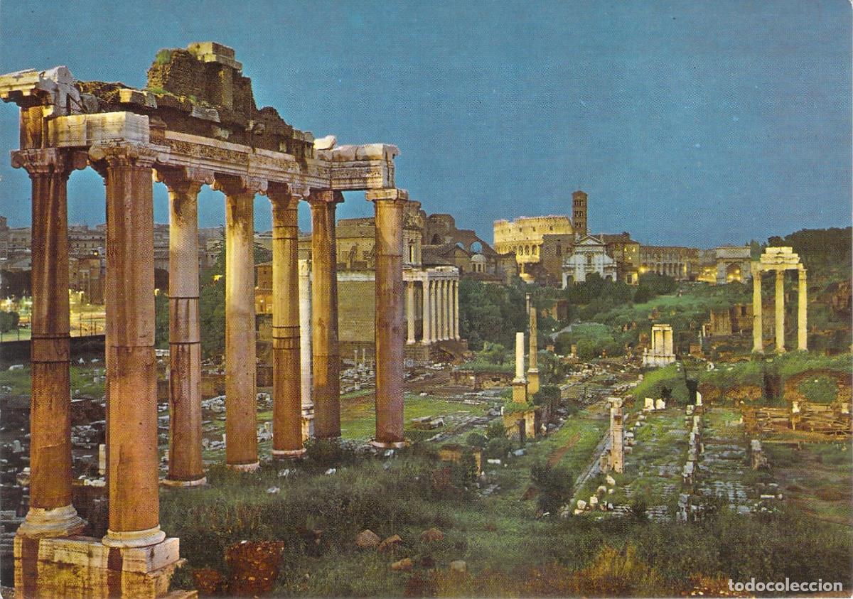 Postales: Postal de Roma con Vista Nocturna del Foro Romano