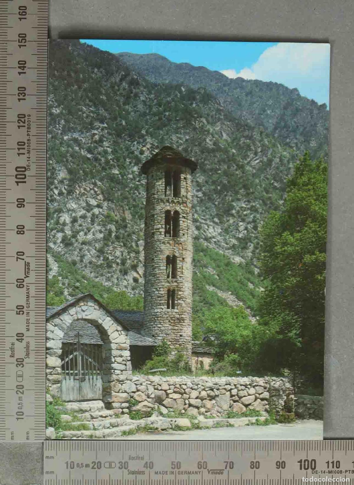 Postales: POSTAL. Iglesia de Santa Coloma - Andorra - Campanario rom&aacute;nico