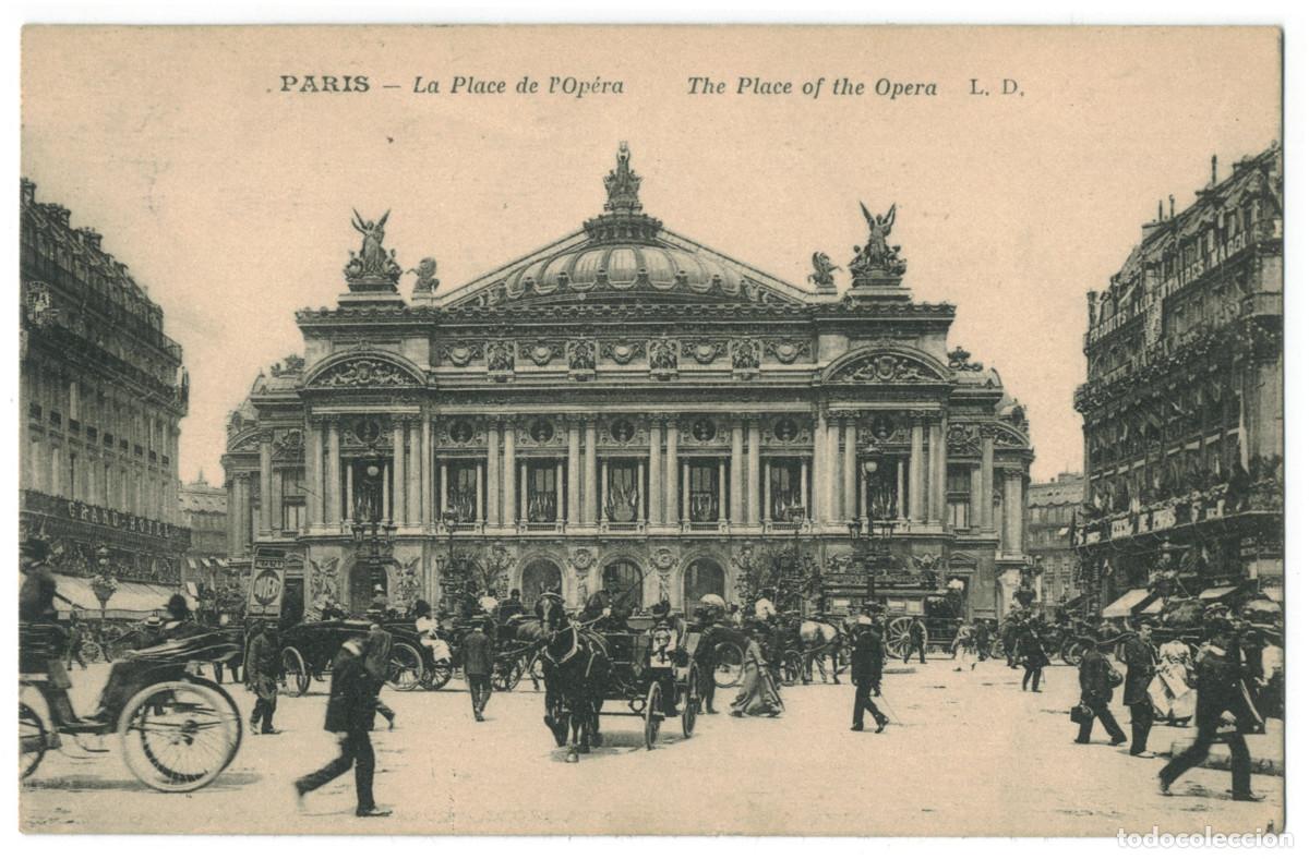 Postales: Op&eacute;ra, Place (PARIS)_LD. s.n. (Top Center) / Teatros Francia