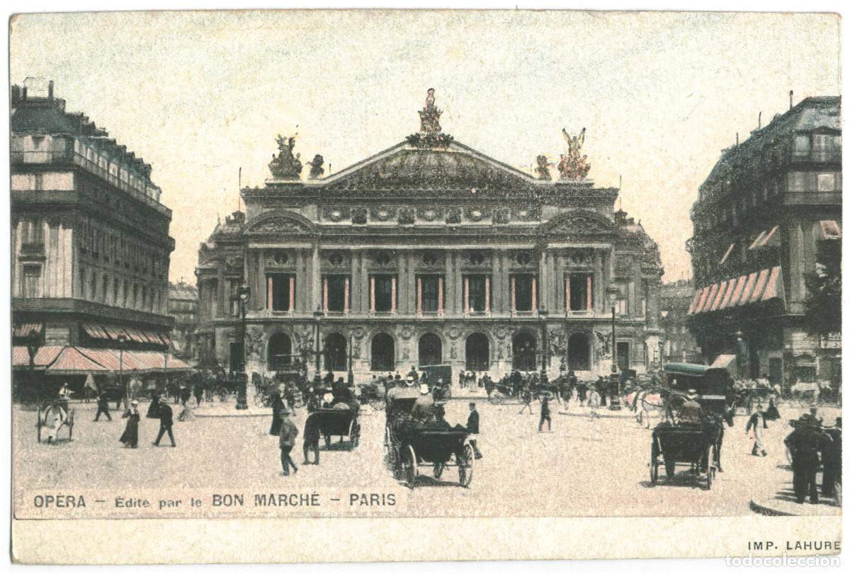 Postales: Op&eacute;ra (PARIS)_Bon March&eacute;. s.n. (Bottom Left) / Teatros Francia