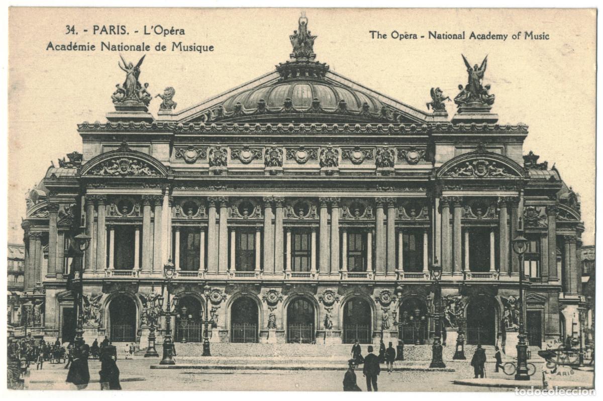 Postales: Op&eacute;ra, Acad&eacute;mie Nationale de Musique (PARIS)_E. Brian (Notre Dame; 34) / Teatros Francia
