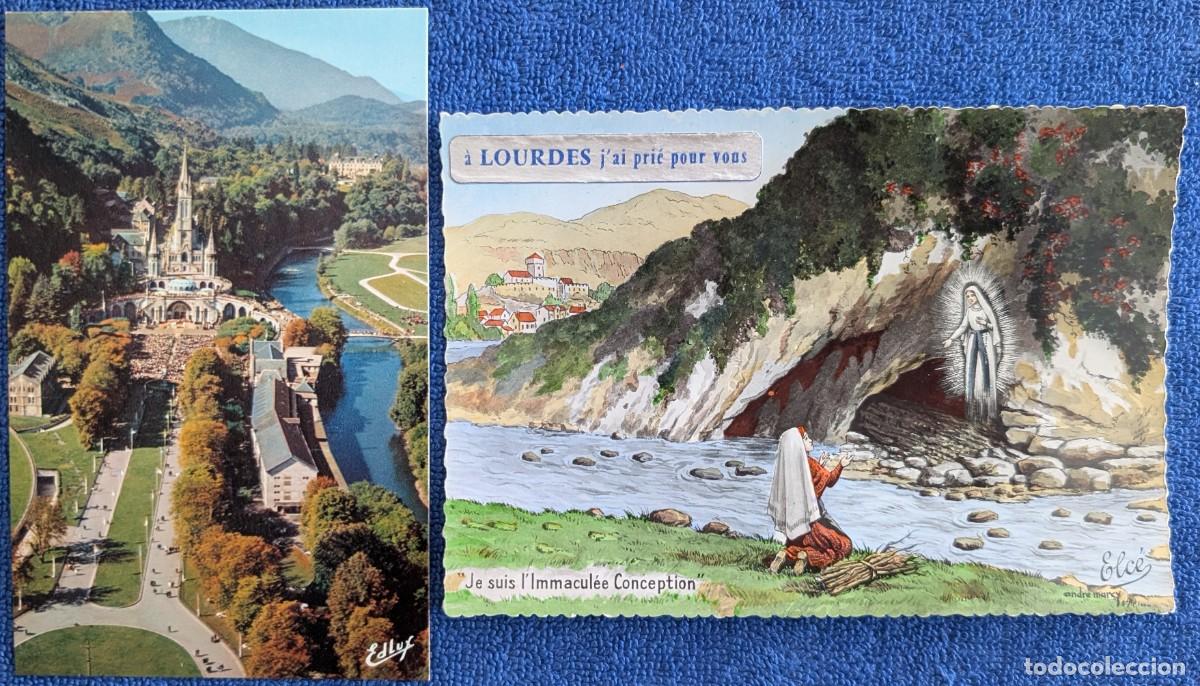 Postales: Lote de dos postales sin circular de Lourdes (A&ntilde;so 50 y 60)