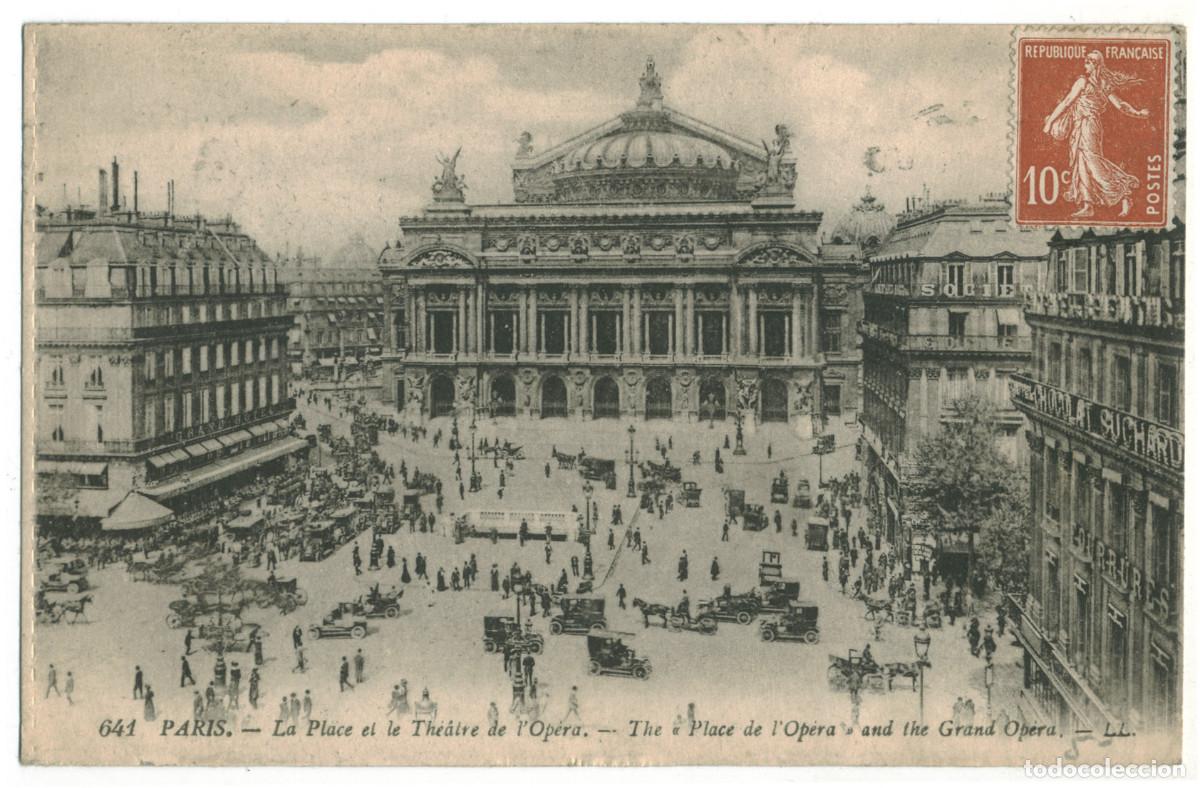 Postales: Op&eacute;ra, Grand H&ocirc;tel et Caf&eacute; de la Paix (PARIS)_L&eacute;vy. 641 / Teatros Francia