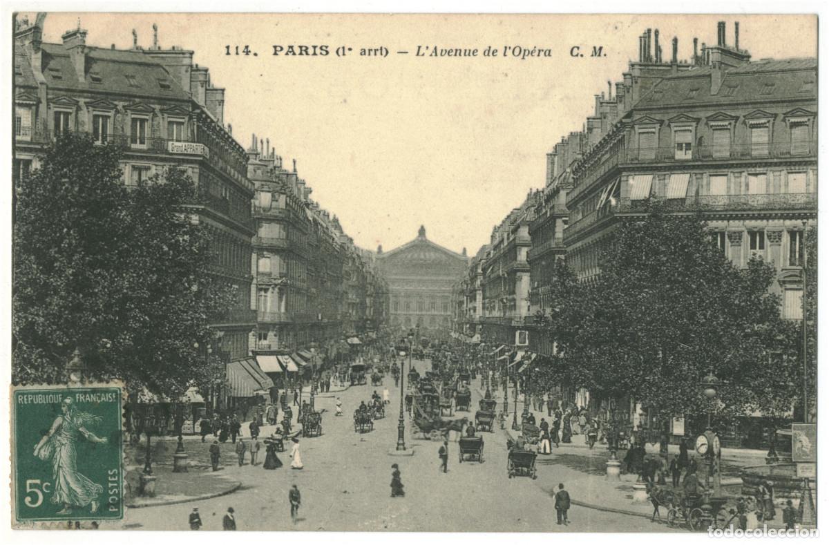 Postales: Avenue de l'Op&eacute;ra (PARIS)_CM. 114 / Teatros Francia