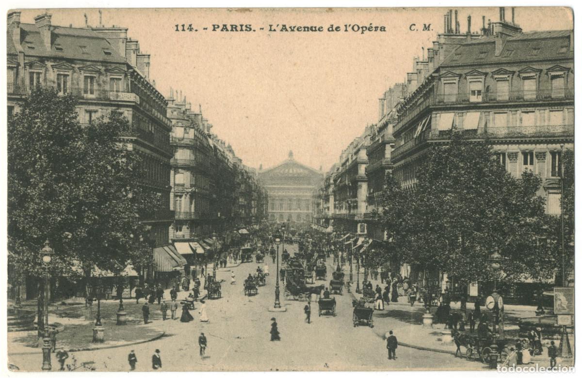 Postales: Avenue de l'Op&eacute;ra (PARIS)_CM. 114 / Teatros Francia