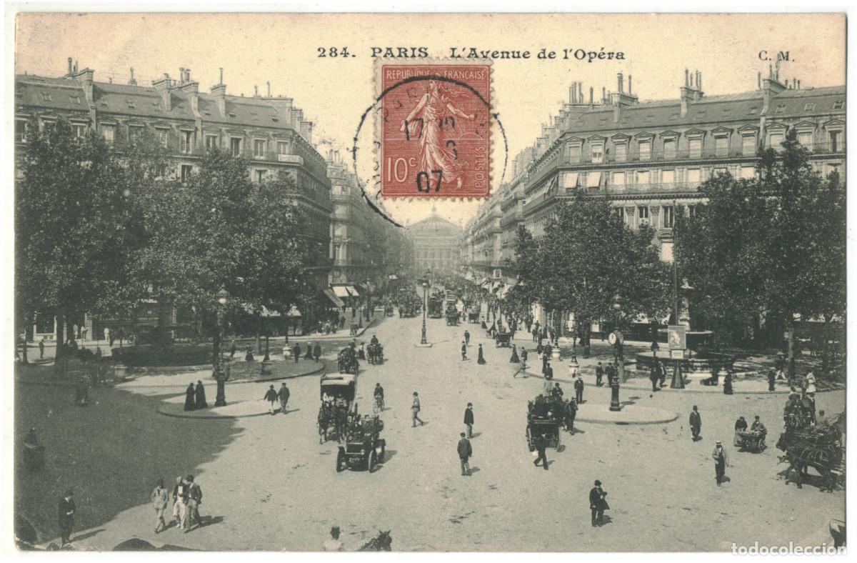 Postales: Avenue de l'Op&eacute;ra (PARIS)_CM. 284 / Teatros Francia