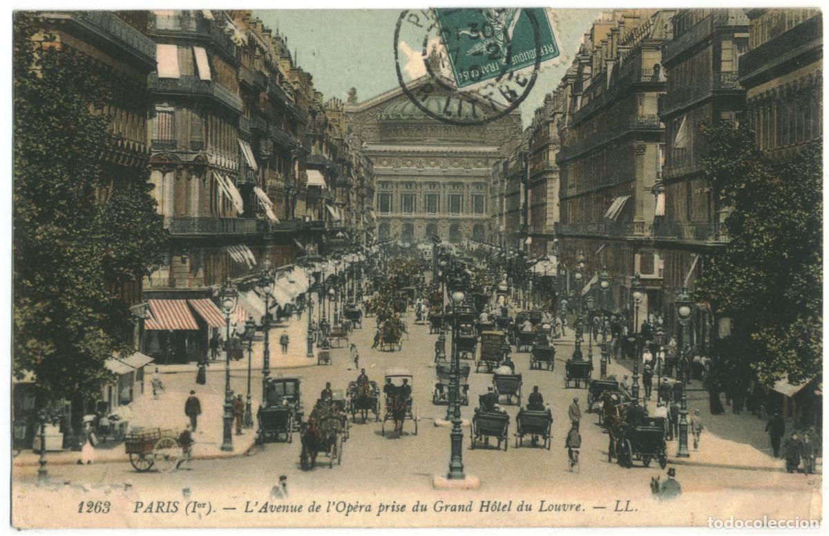 Postales: Avenue de l'Op&eacute;ra (PARIS)_L&eacute;vy. 1263 / Teatros Francia