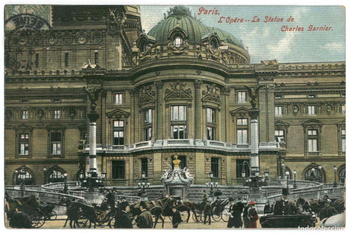 Postales: Op&eacute;ra, statue de Charles Garnier_R. & K., L. 10572 / Teatros Francia