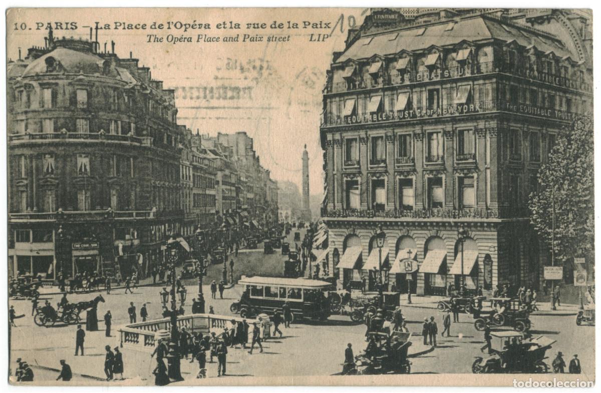 Postales: Op&eacute;ra, Place & rue de la Paix_J. Cormault & LIP (Editions artistiques. Paris et se / Teatros Francia