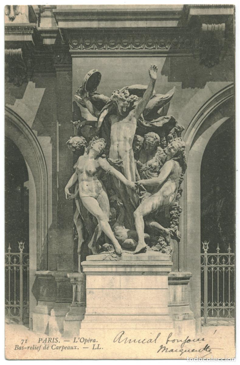 Postales: Op&eacute;ra, Bas-relief de Carpeaux (PARIS)_Imprierie Nouvelle Photographique. 71 / Teatros Francia