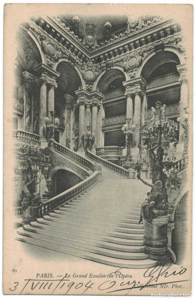 Postales: Op&eacute;ra, Escalier (PARIS)_Neurdein. 80 / Teatros Francia