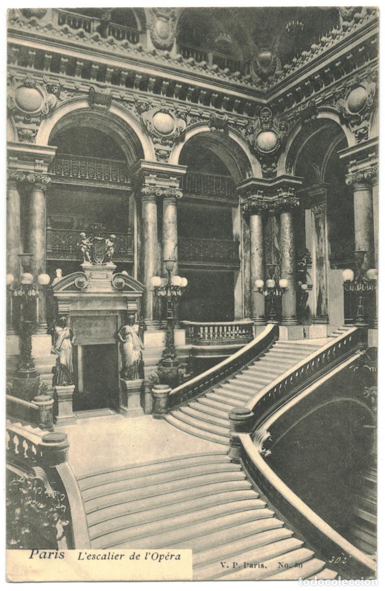 Postales: Op&eacute;ra, Grand Escalier (PARIS)_V. P. 80 / Teatros Francia