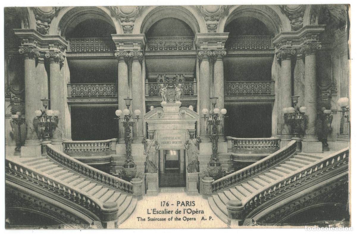 Postales: Op&eacute;ra, Escalier (PARIS)_A. Papeghin. 176 / Teatros Francia