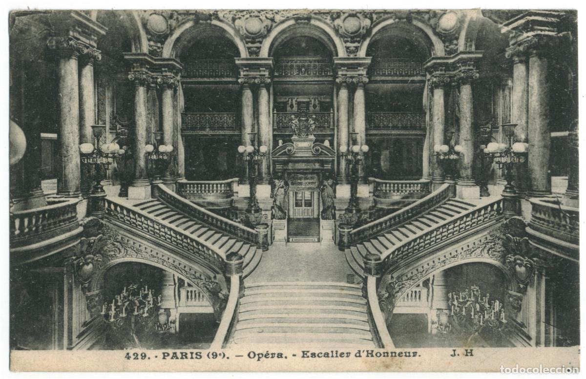 Postales: Op&eacute;ra, Escalier d'Joneur (PARIS)_J. H. 429 / Teatros Francia