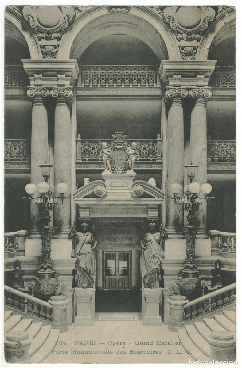Postales: Op&eacute;ra, Grand Escalier (PARIS)_CLC. 734 / Teatros Francia