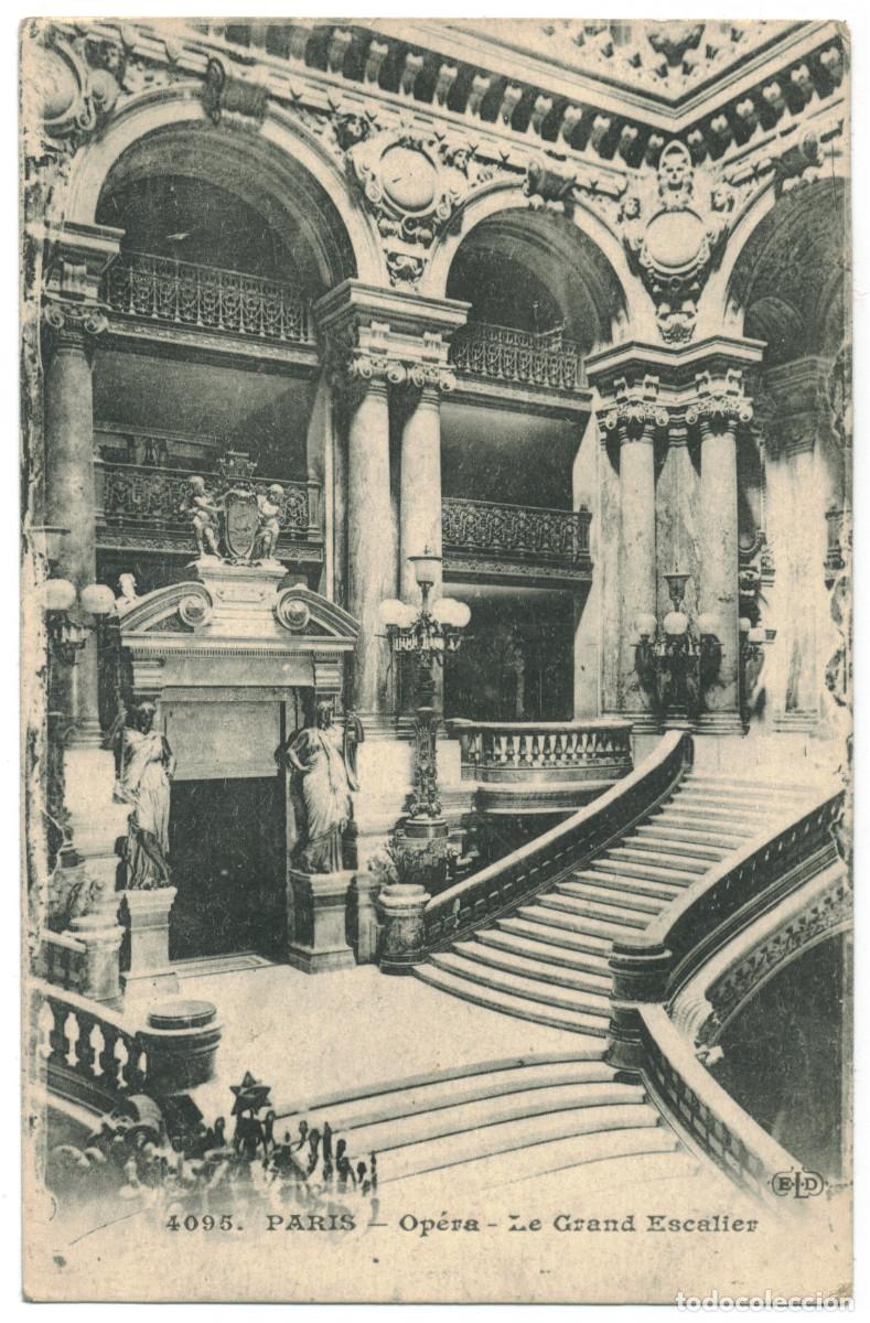 Postales: Op&eacute;ra, Grand Escalier (PARIS)_Deley ELD. 4095 / Teatros Francia
