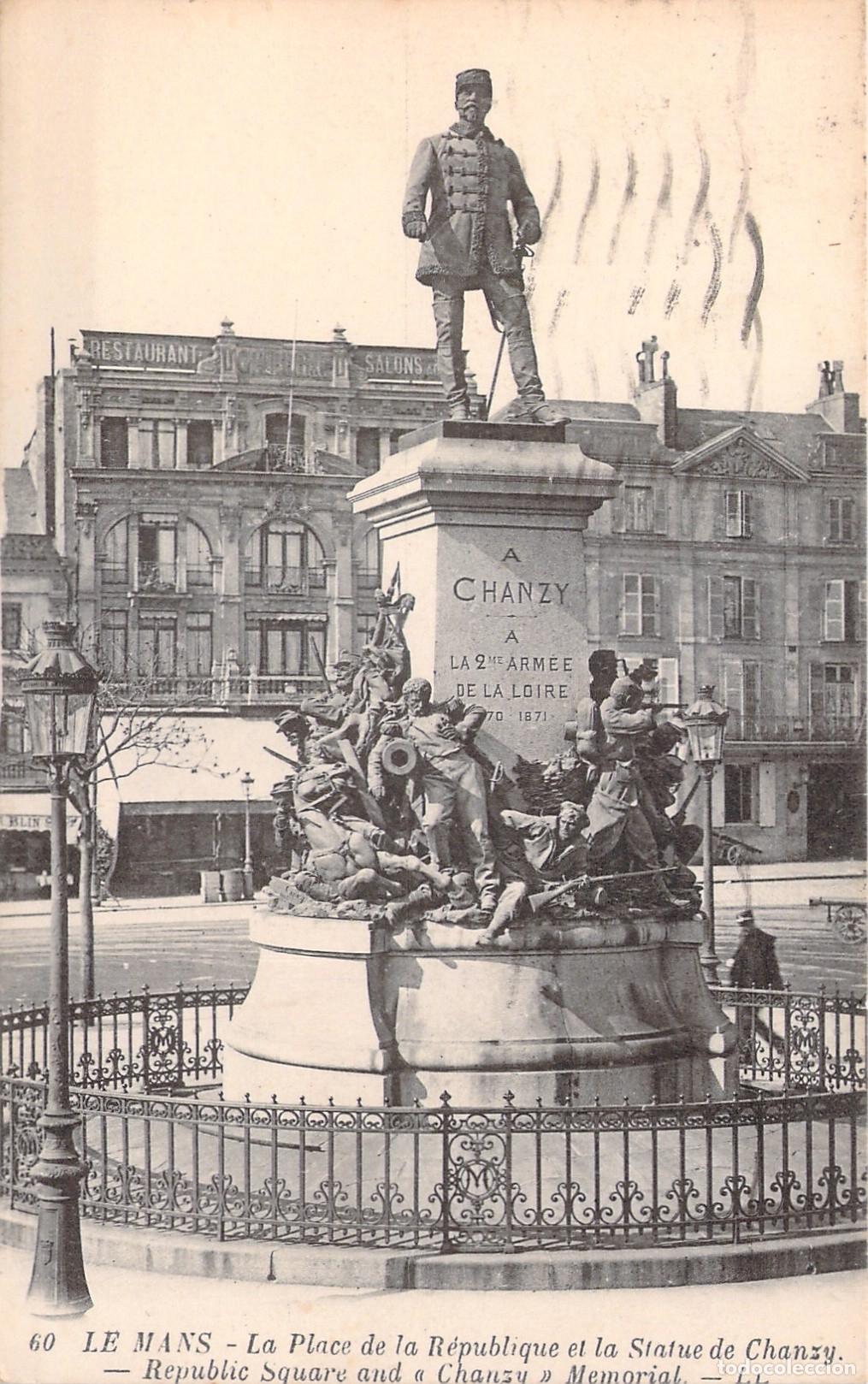 Postales: Tarjeta Postal Plaza de la Rep&uacute;blica y Estatua de Chanzy, Le Mans