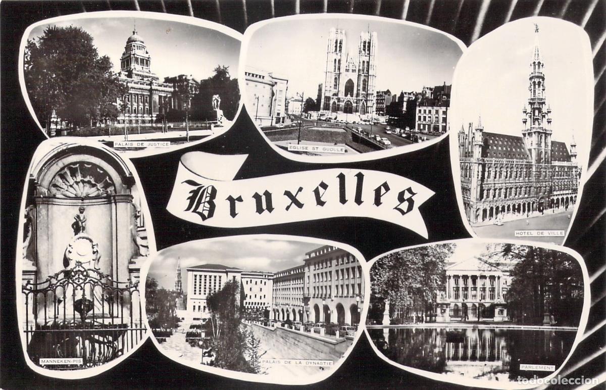 Cartes Postales: Postal Multivista de Bruselas con Monumentos y Lugares de Inter&eacute;s