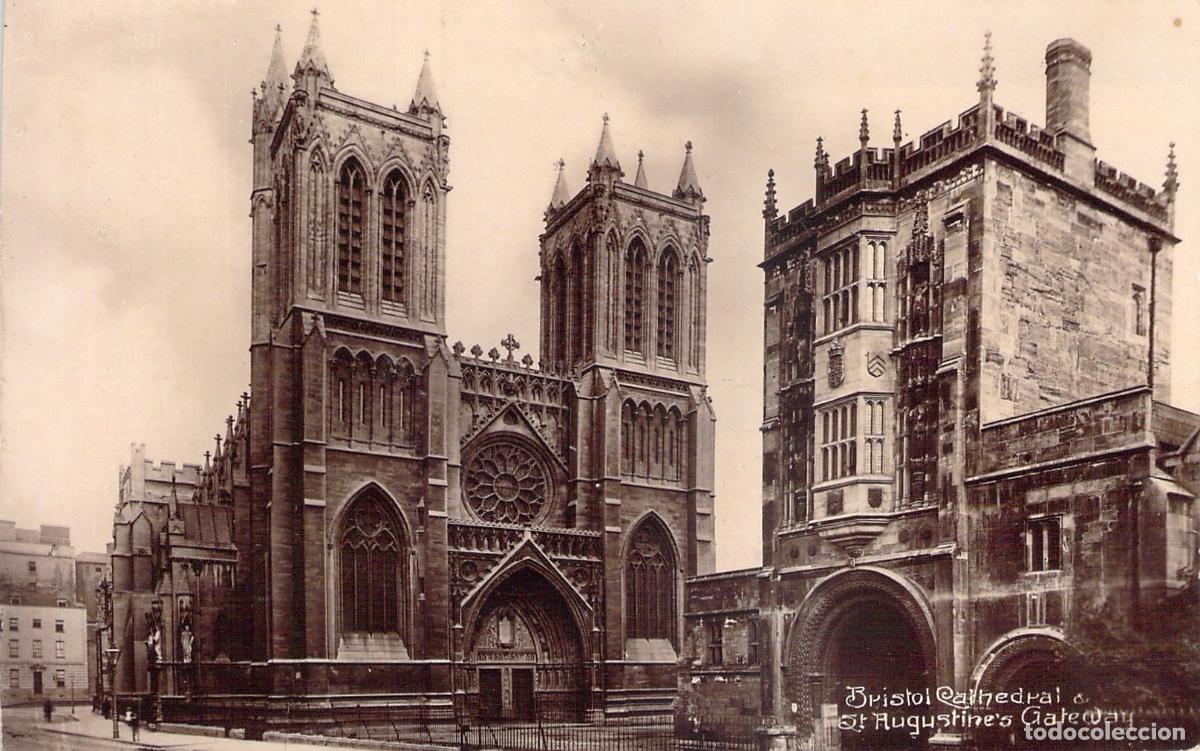 Cartes Postales: Postal de la Catedral de Bristol y Puerta de San Agust&iacute;n