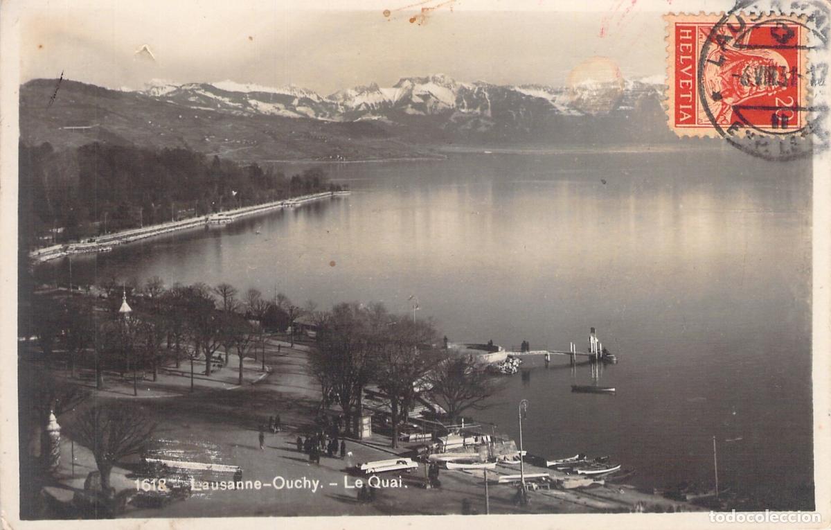 Cartes Postales: Postal de Lausanne-Ouchy con Vista de Le Quai y los Alpes, Suiza