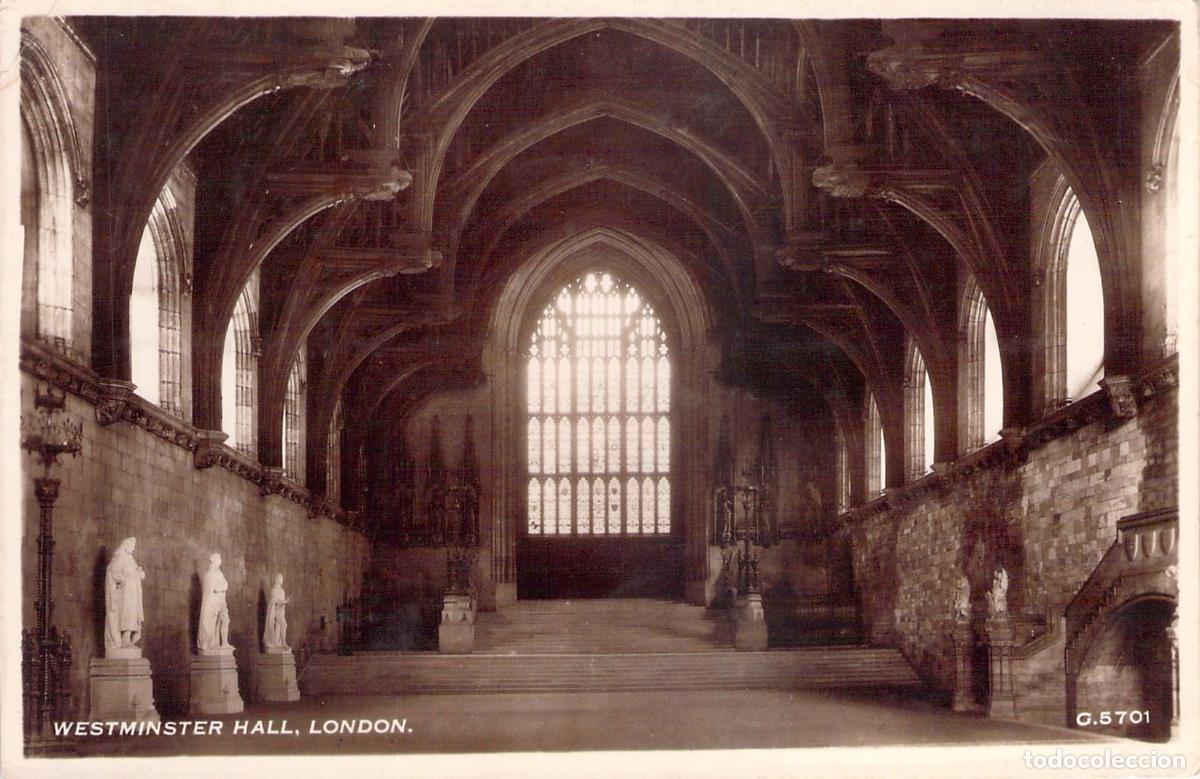 Postales: Postal de Westminster Hall, Interior Hist&oacute;rico en Londres