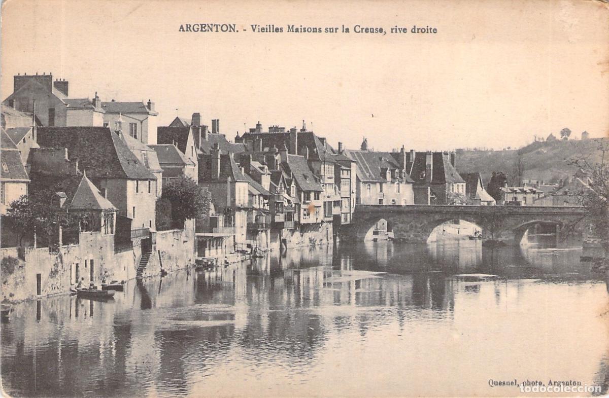 Postales: Postal de Argenton-sur-Creuse, Casas Antiguas en el R&iacute;o Creuse