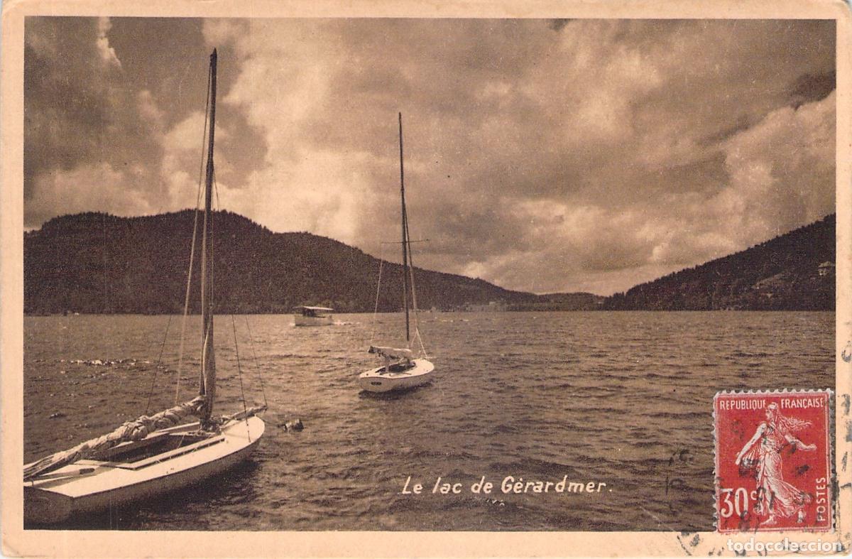 Postales: Postal del Lago de G&eacute;rardmer con Barcos de Vela