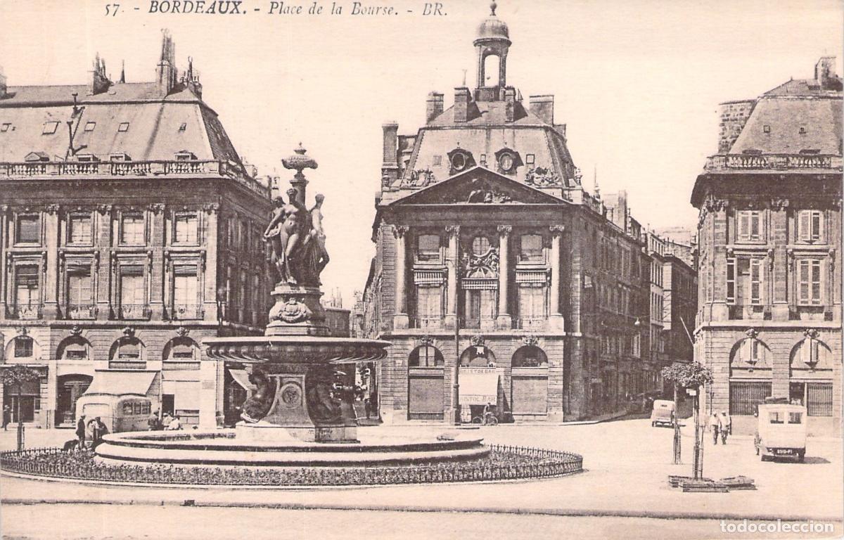Postales: Postal de la Place de la Bourse en Burdeos, Francia