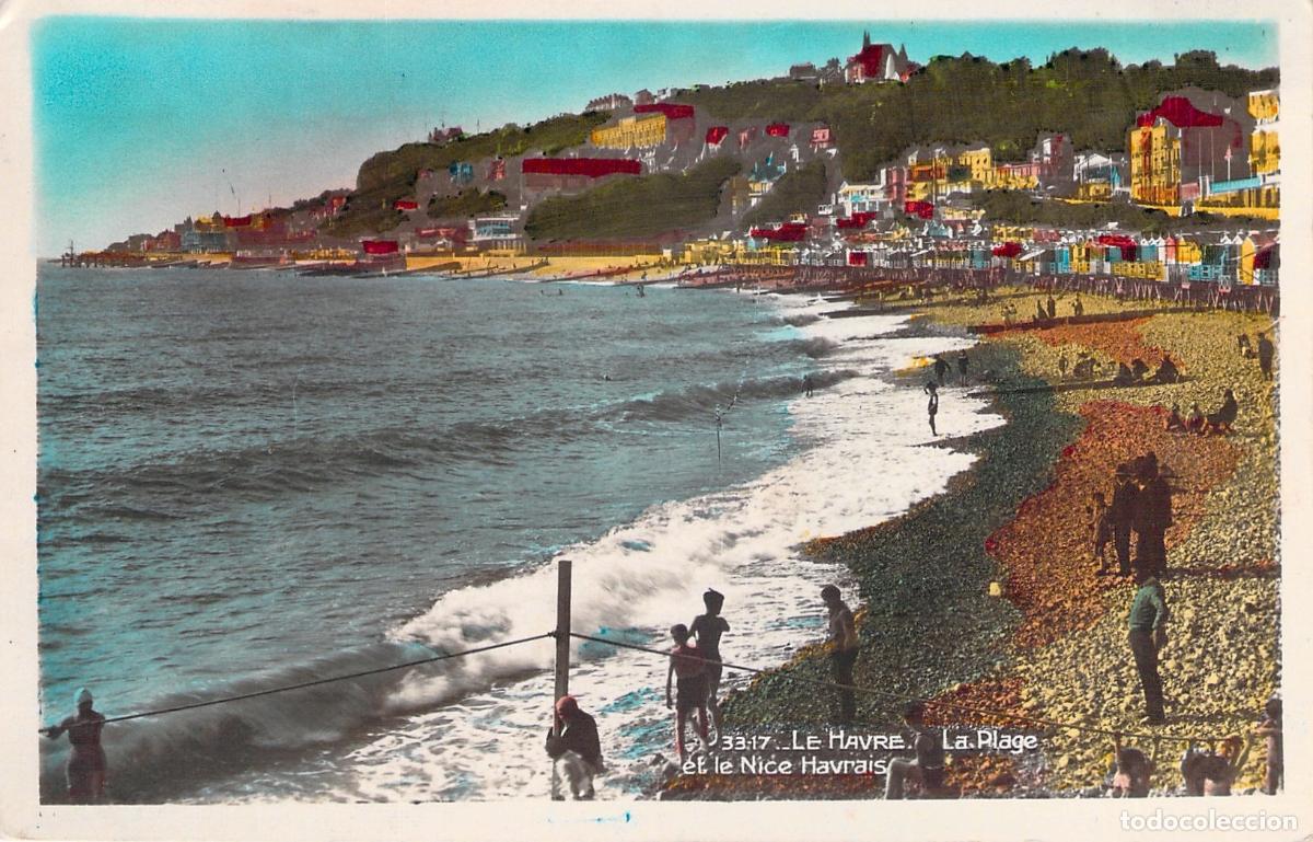 Postales: Postal de la Playa de Le Havre y el Nice Havrais, Francia