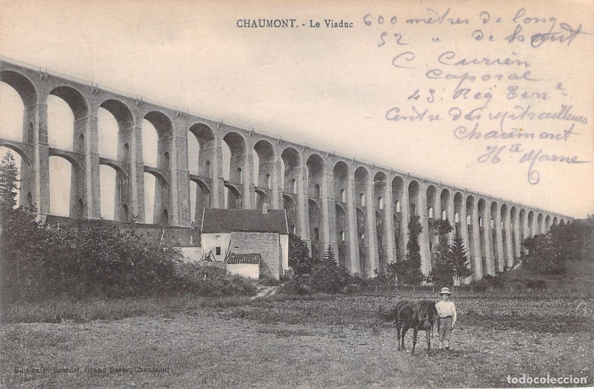 Postales: Postal de Chaumont Francia Viaducto de Ferrocarril y Soldado