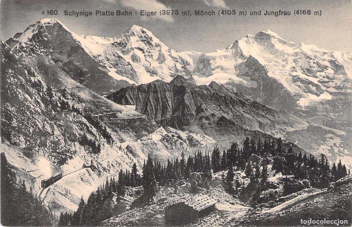 Postales: Postal Schynige Platte-Bahn con Eiger, M&ouml;nch y Jungfrau, Suiza