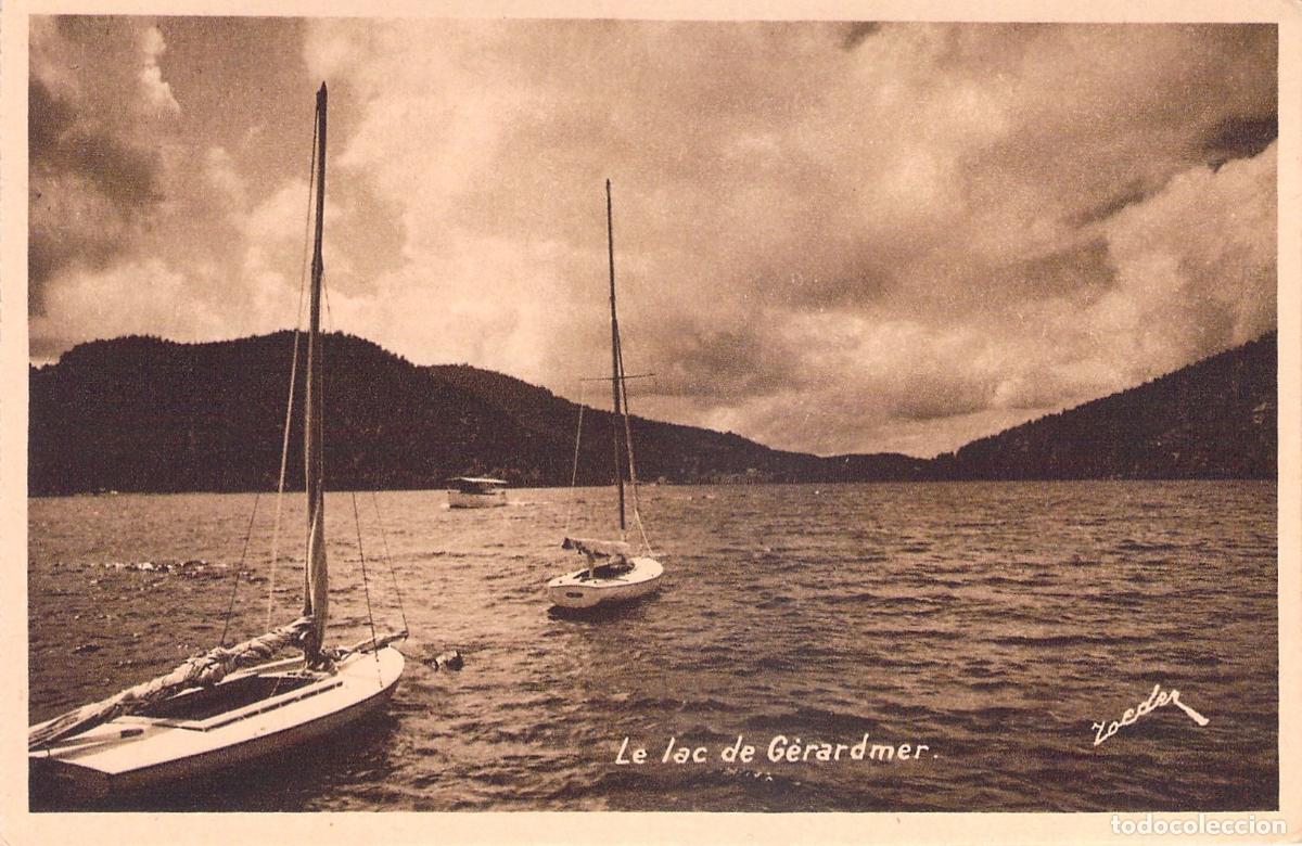 Postales: Postal del Lago de G&eacute;rardmer con Veleros en Francia